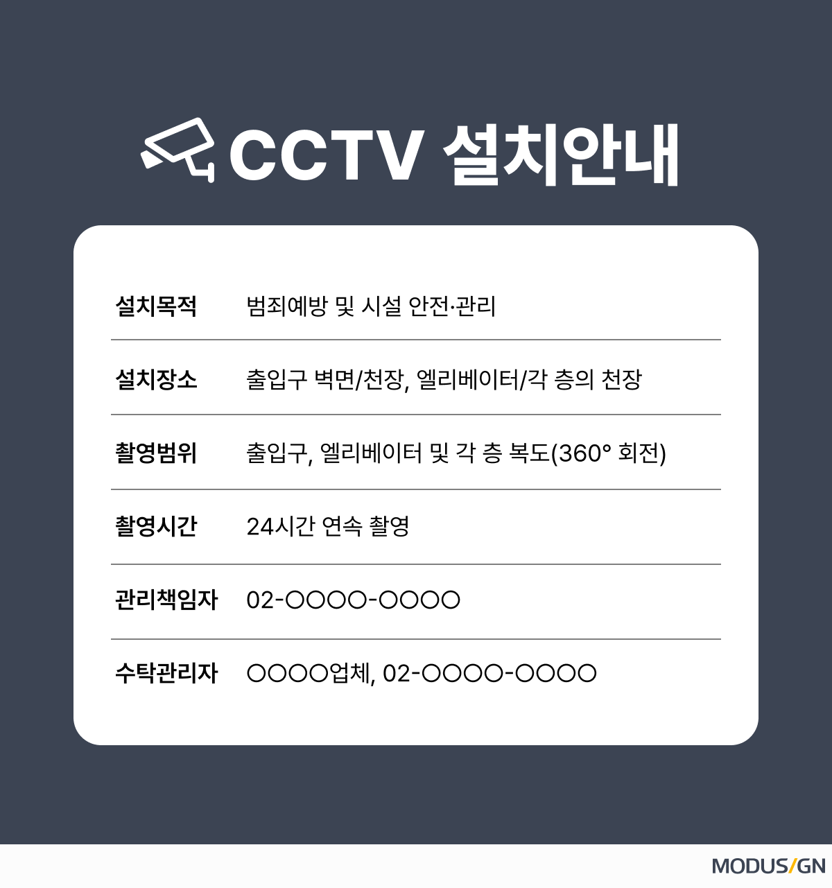 CCTV 안내문 예시